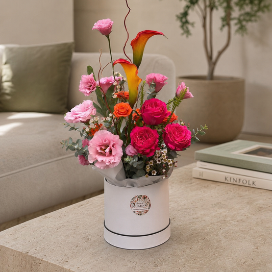 Pink Hatbox Arrangement