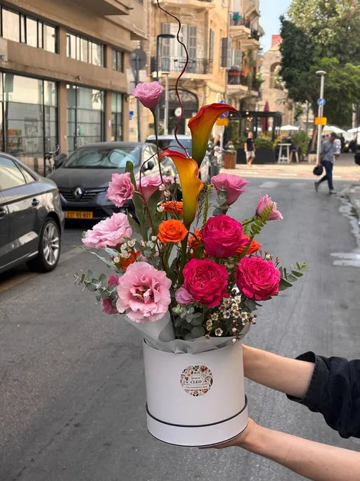 Pink Hatbox Arrangement
