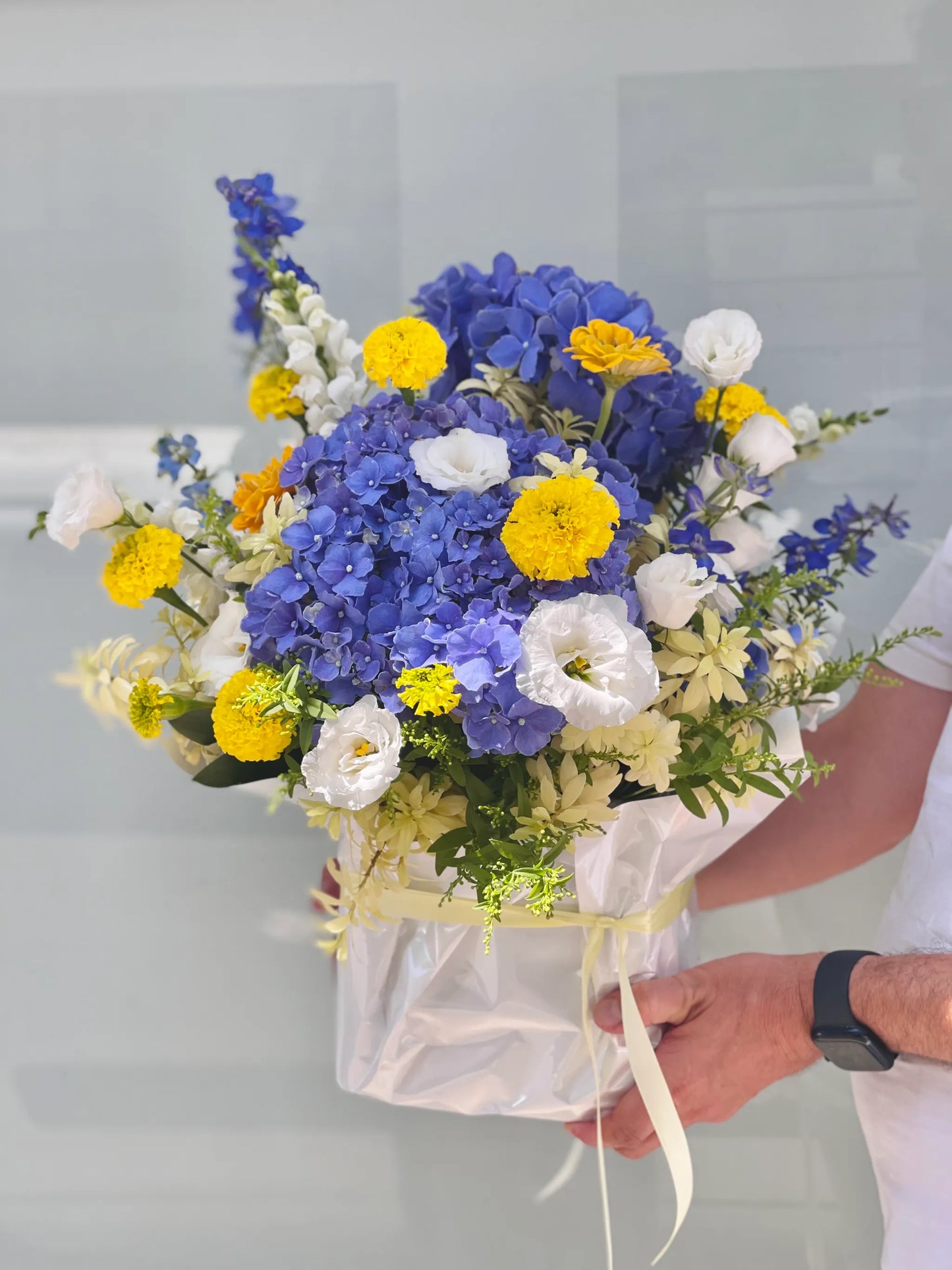 Blue Hydrangea Arrangement