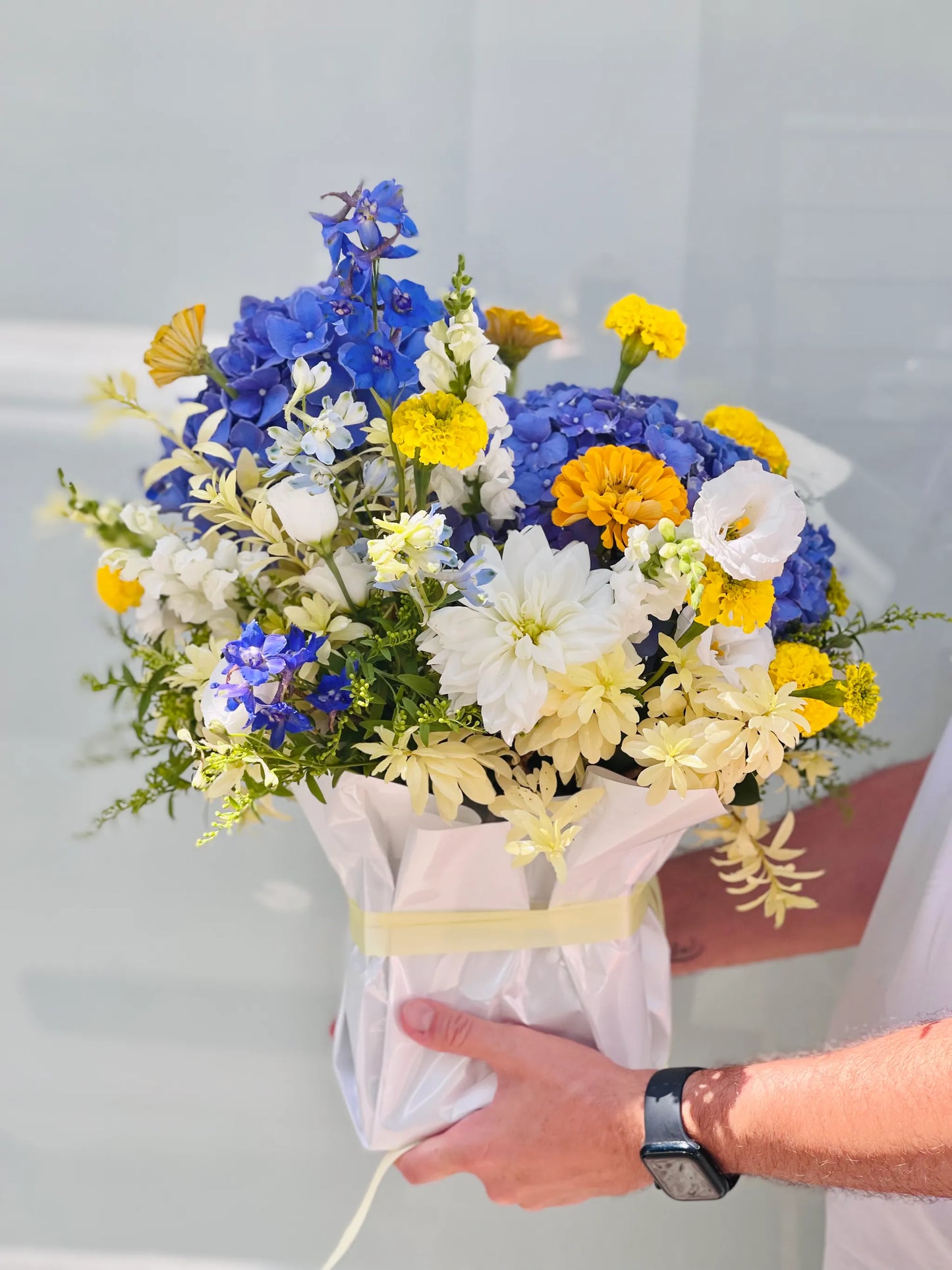 Blue Hydrangea Arrangement