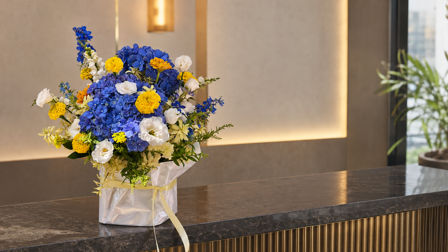 Blue Hydrangea Arrangement